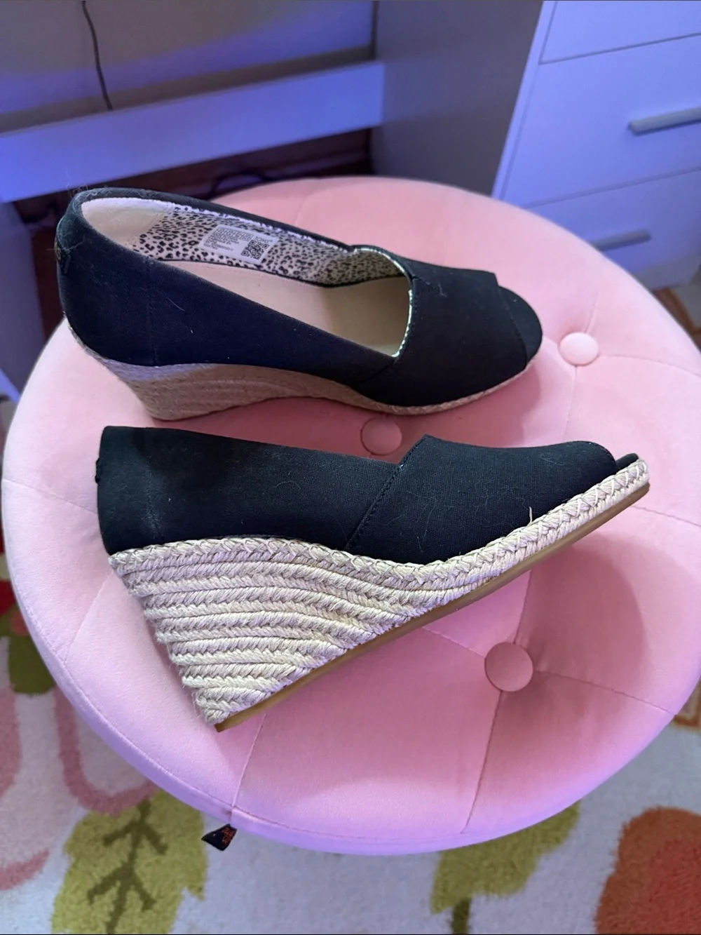 Tom’s Black Espadrille Wedge Pumps - Women